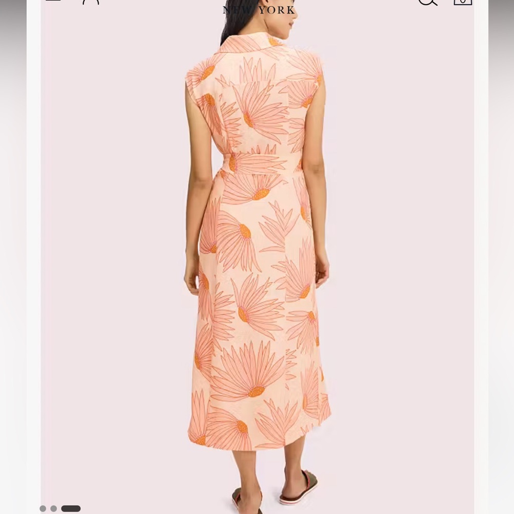 kate spade Peach and Coral Floral Wrap Midi Dress - Picture 3 of 10